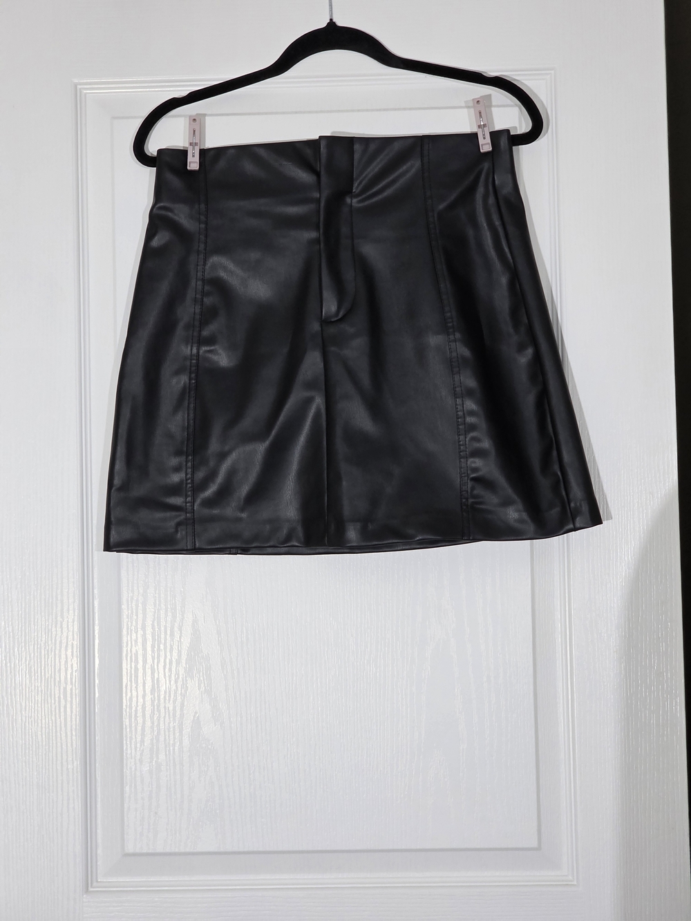 NWOT Zara Topstitched Faux Leather Mini Skirt - Black Size L - Picture 3 of 10